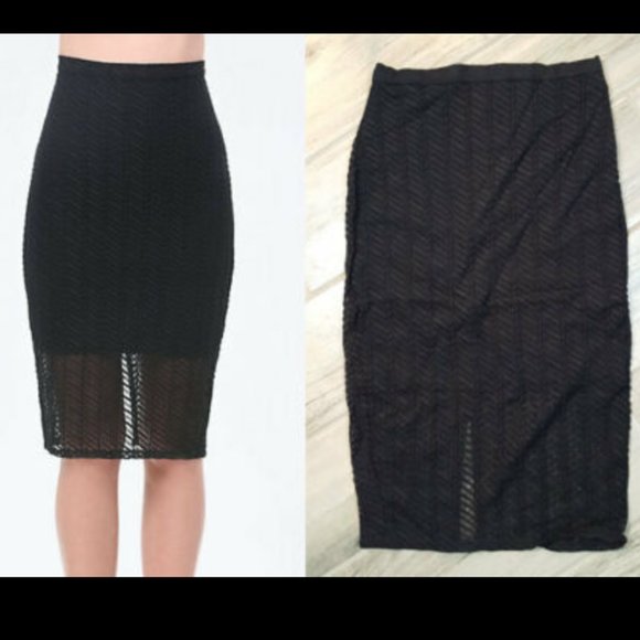 NEW BEBE Stripe Mesh Midi Skirt XXS - Picture 1 of 6